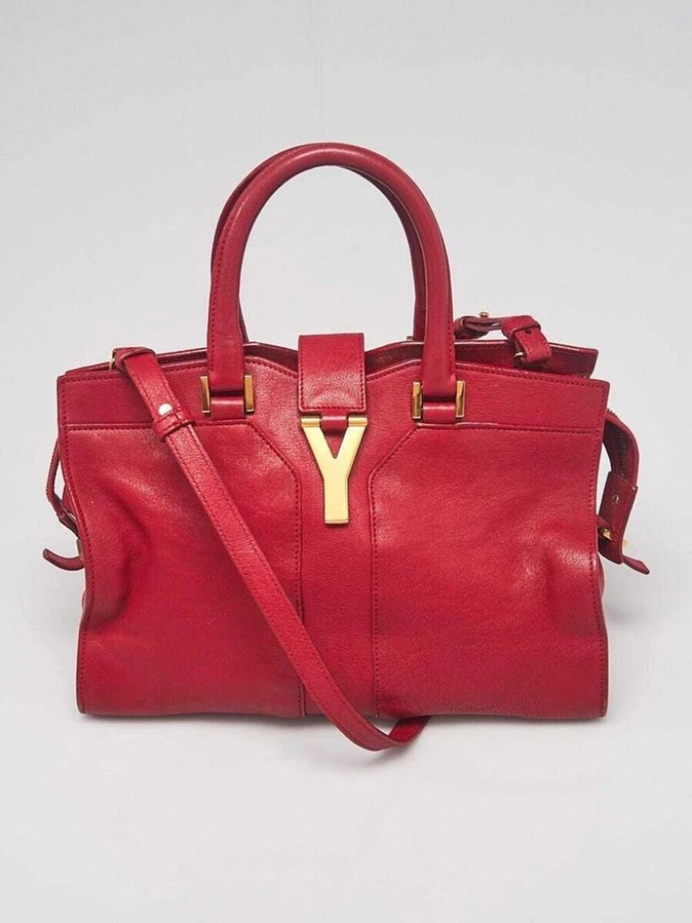 Yves Saint Laurent Red Calfskin Leather Small Cabas ChYc Bag